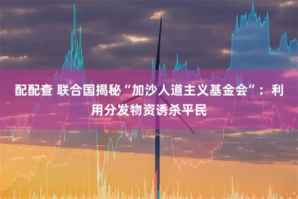 配配查 联合国揭秘“加沙人道主义基金会”：利用分发物资诱杀平民